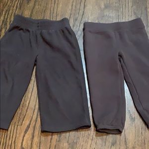 Fleece grey pants and brown joggers